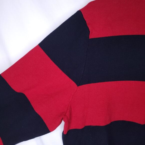 Nautica Sweater Mens XXL Striped Red, Navy Rugby 1/4 Zip - Picture 3 of 10